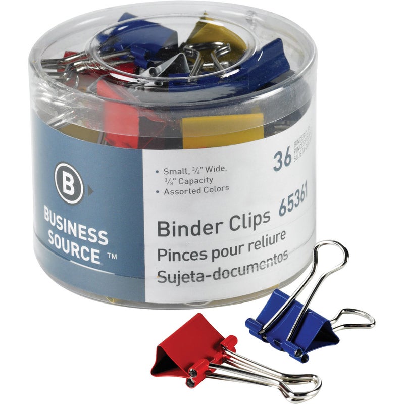 Business Source Small Binder Clips- Pack of 36 - Assorted Colors (65361) - Image 1